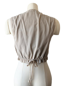 Khaki Cotton Vest with Wooden Buttons