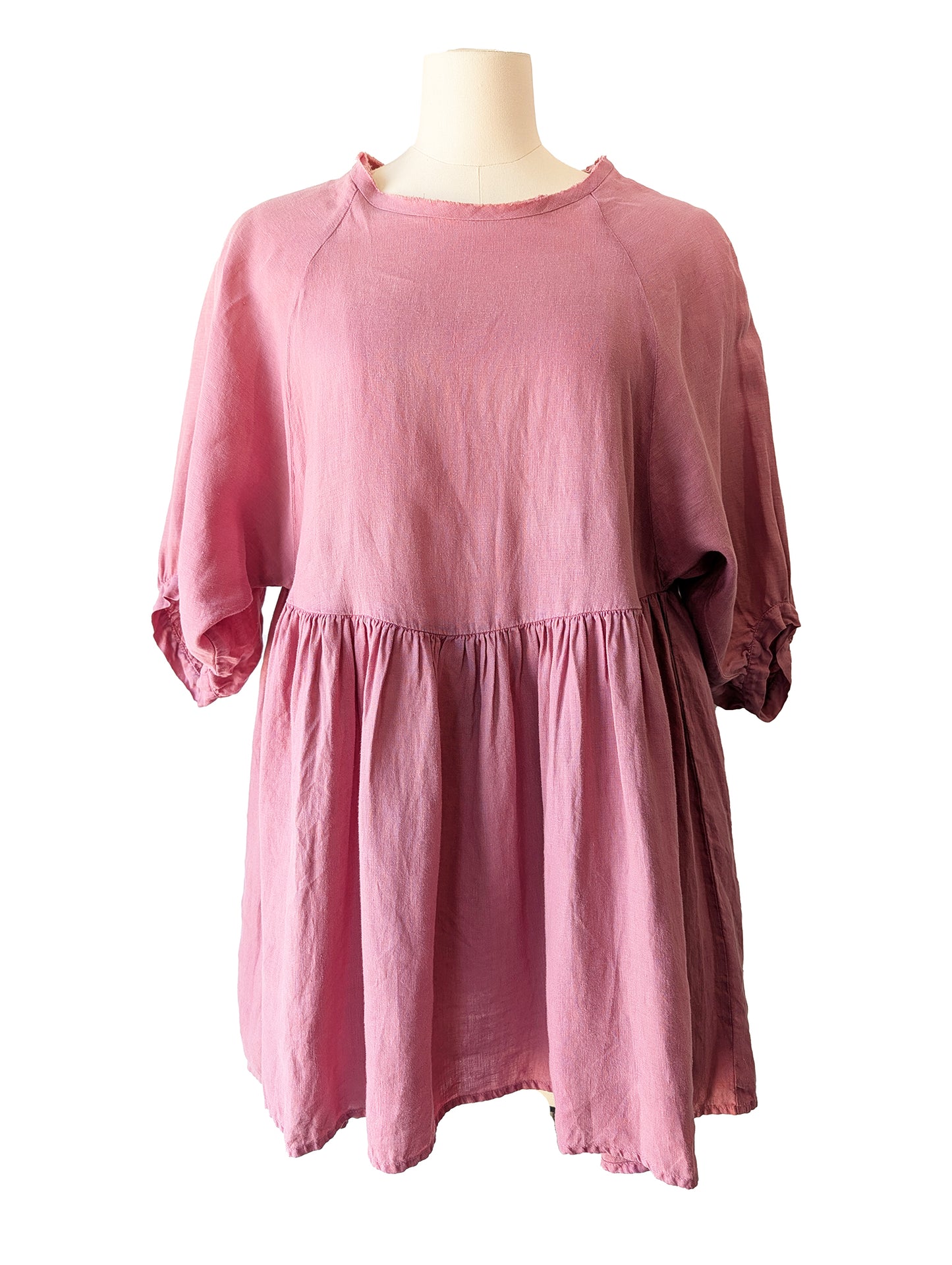 Lanhtropy Pink Linen Mini Dress Lanhtropy Pink Linen Mini Dress