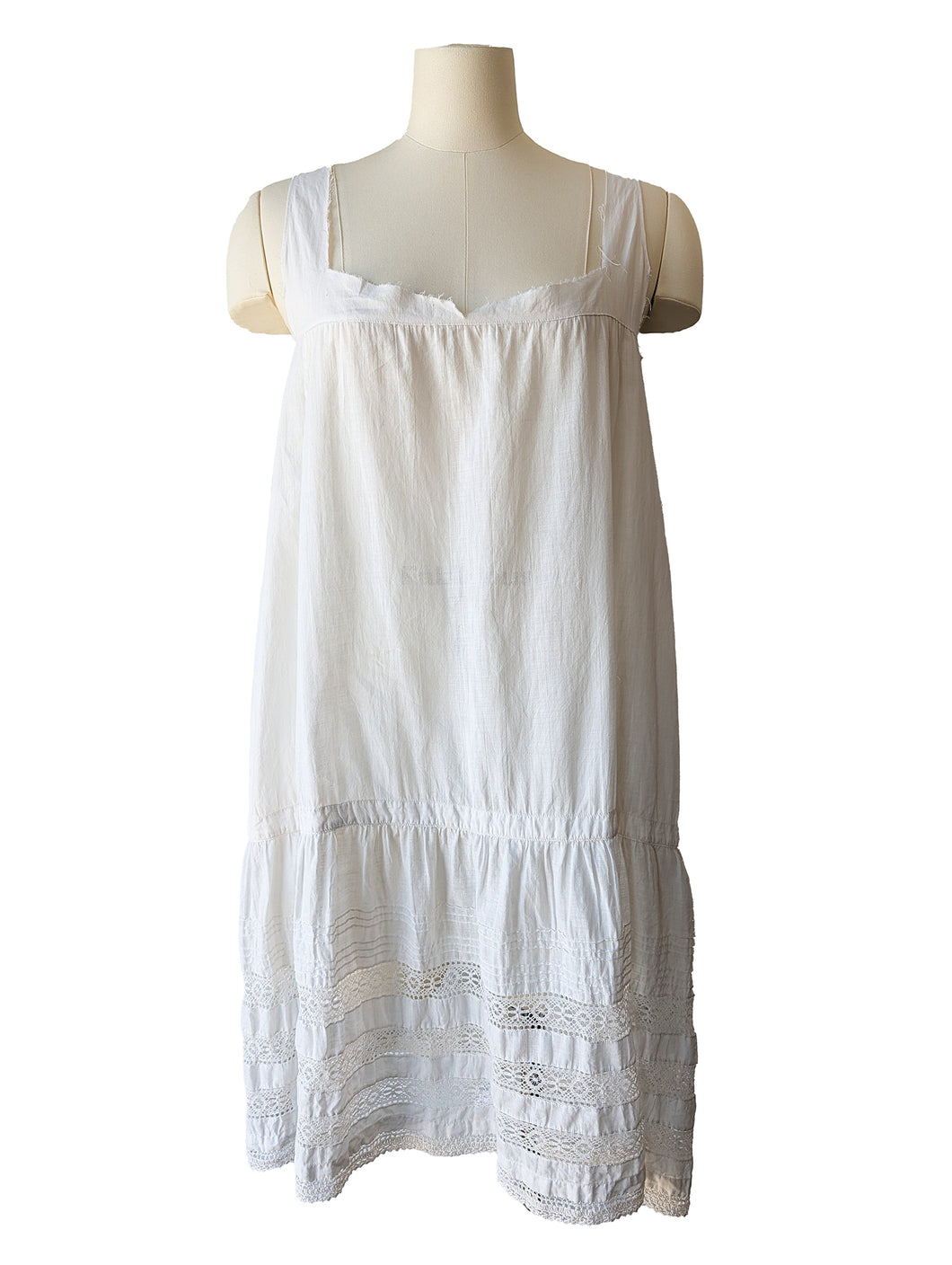 Victorian Nightgown with Raw-edge Straps