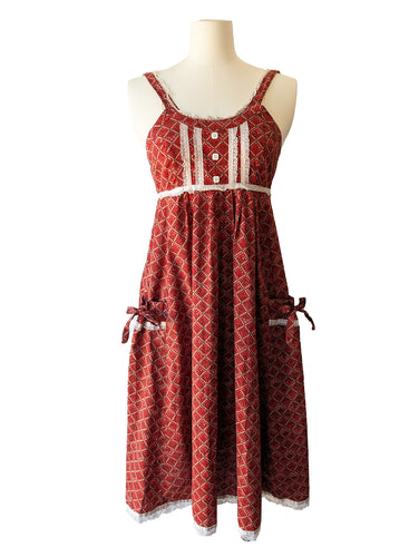 Vintage Gunne Sax Red Pinafore Maxi Dress