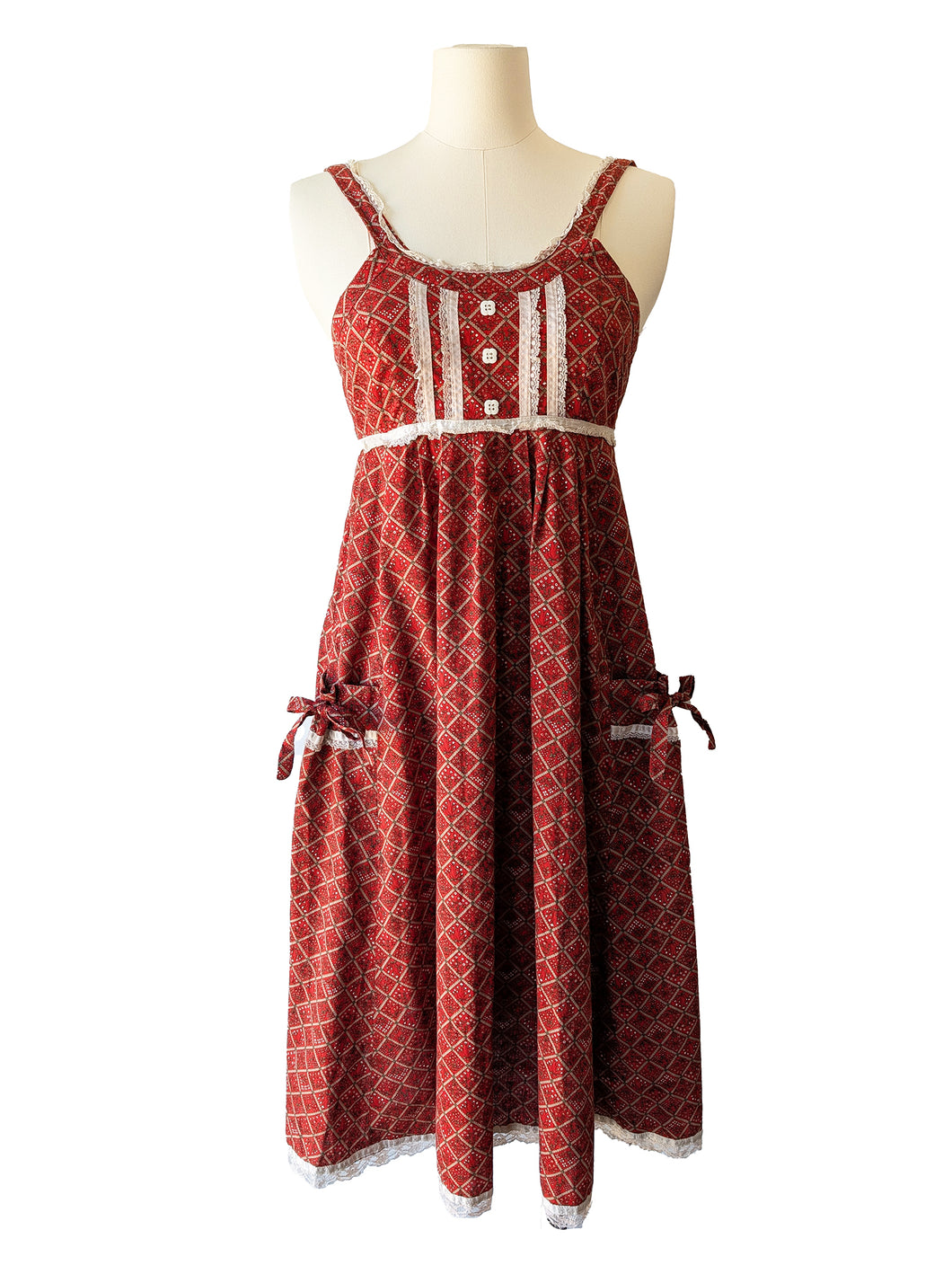Vintage Gunne Sax Red Pinafore Maxi Dress