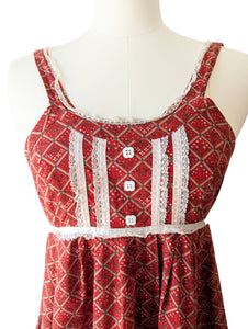 Vintage Gunne Sax Red Pinafore Maxi Dress