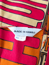 Vintage Made in Hawaii Red, Orange, + Brown Aloha Maxi Dress