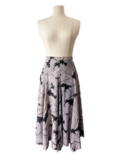 Vintage Norma Kamali Black + White Silk Foliage Print Skirt