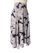 Vintage Norma Kamali Black + White Silk Foliage Print Skirt