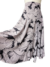 Vintage Norma Kamali Black + White Silk Foliage Print Skirt