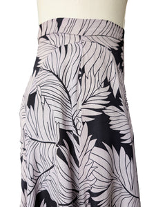 Vintage Norma Kamali Black + White Silk Foliage Print Skirt