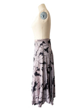 Vintage Norma Kamali Black + White Silk Foliage Print Skirt