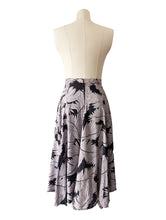 Vintage Norma Kamali Black + White Silk Foliage Print Skirt