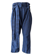 Blue + Black Striped Linen Drop Crotch Pants