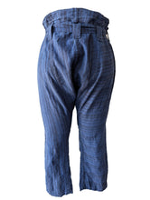 Blue + Black Striped Linen Drop Crotch Pants