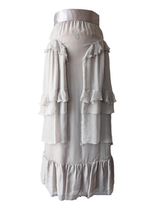 Chanel Grey Silk Chiffon Ruffled Skirt