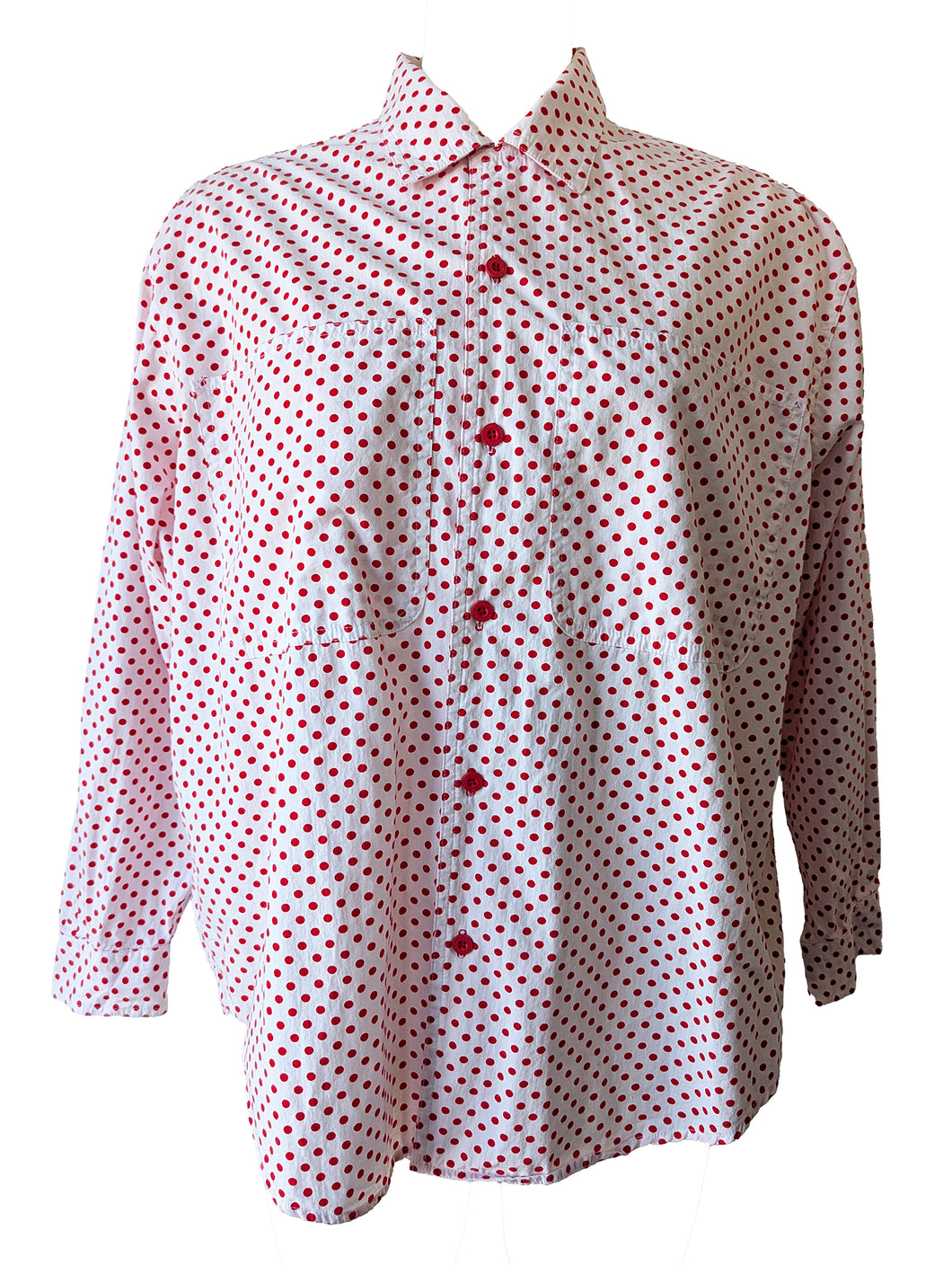 Esprit White + Red Polka Dot Shirt