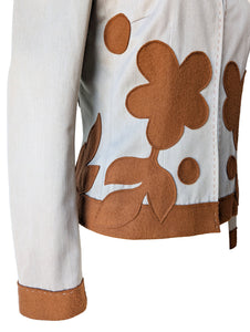 Philosophy Tan + Brown Felt Leaves Floral Jacket