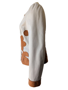 Philosophy Tan + Brown Felt Leaves Floral Jacket