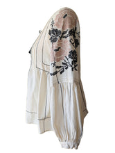 Ulla Johnson Embroidered Pink, White + Black Peasant Top