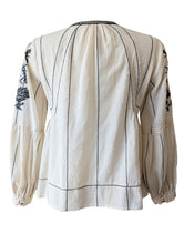 Ulla Johnson Embroidered Pink, White + Black Peasant Top