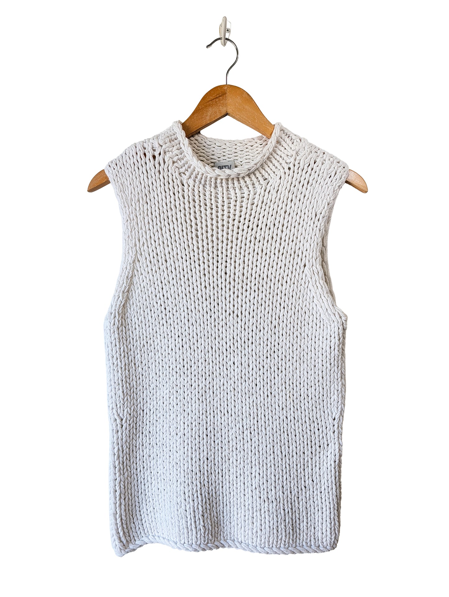 City DKNY White Knit Vest - The Curatorial Dept.
