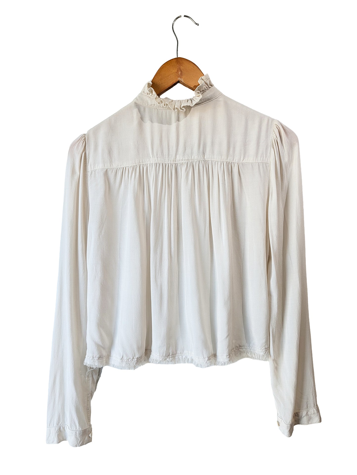 Raquel Allegra White Ruffled Collar Blouse - The Curatorial Dept.