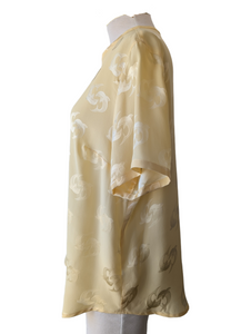 Louis Feraud Yellow Dolphin Jacquard Silk Top