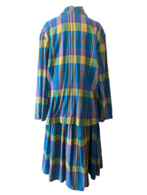 Leslie Fay Aqua Purple and Yellow Plaid Skirt Set