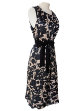 Edward An Black and Tan Silk Floral Wrap Dress