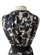 Edward An Black and Tan Silk Floral Wrap Dress
