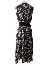 Edward An Black and Tan Silk Floral Wrap Dress