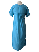 Vintage Aqua Mexican Embroidered Maxi Dress
