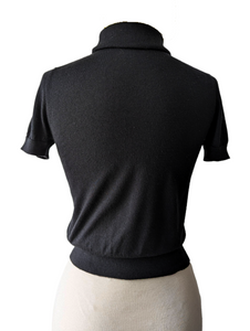 Missoni Black Cashmere Short Sleeve Turtleneck