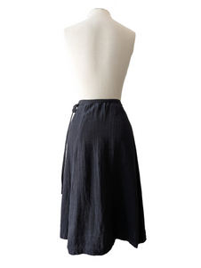 Dosa Black Linen Wrap Skirt