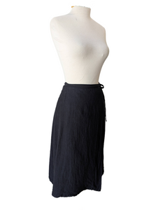 Dosa Black Linen Wrap Skirt