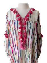 Chantik Multicolor and Pink Tassel Trim Dress