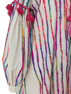 Chantik Multicolor and Pink Tassel Trim Dress