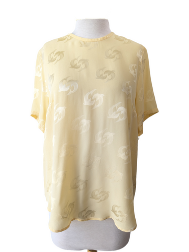 Louis Feraud Yellow Dolphin Jacquard Silk Top
