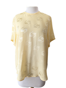 Louis Feraud Yellow Dolphin Jacquard Silk Top