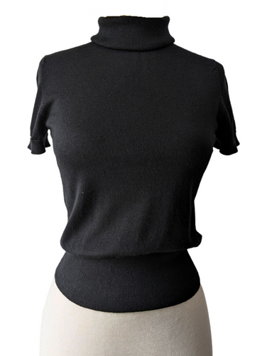 Missoni Black Cashmere Short Sleeve Turtleneck