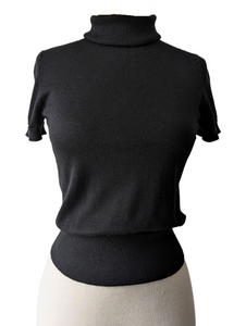 Missoni Black Cashmere Short Sleeve Turtleneck