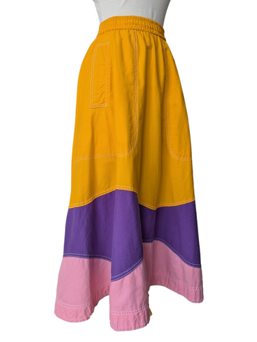 Bis Bis Orange, Purple, and Pink Block Color Skirt