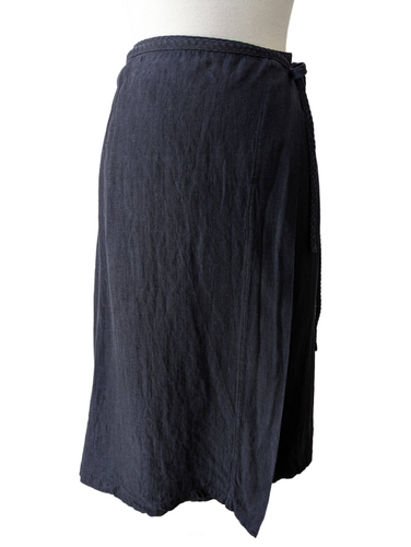 Dosa Black Linen Wrap Skirt
