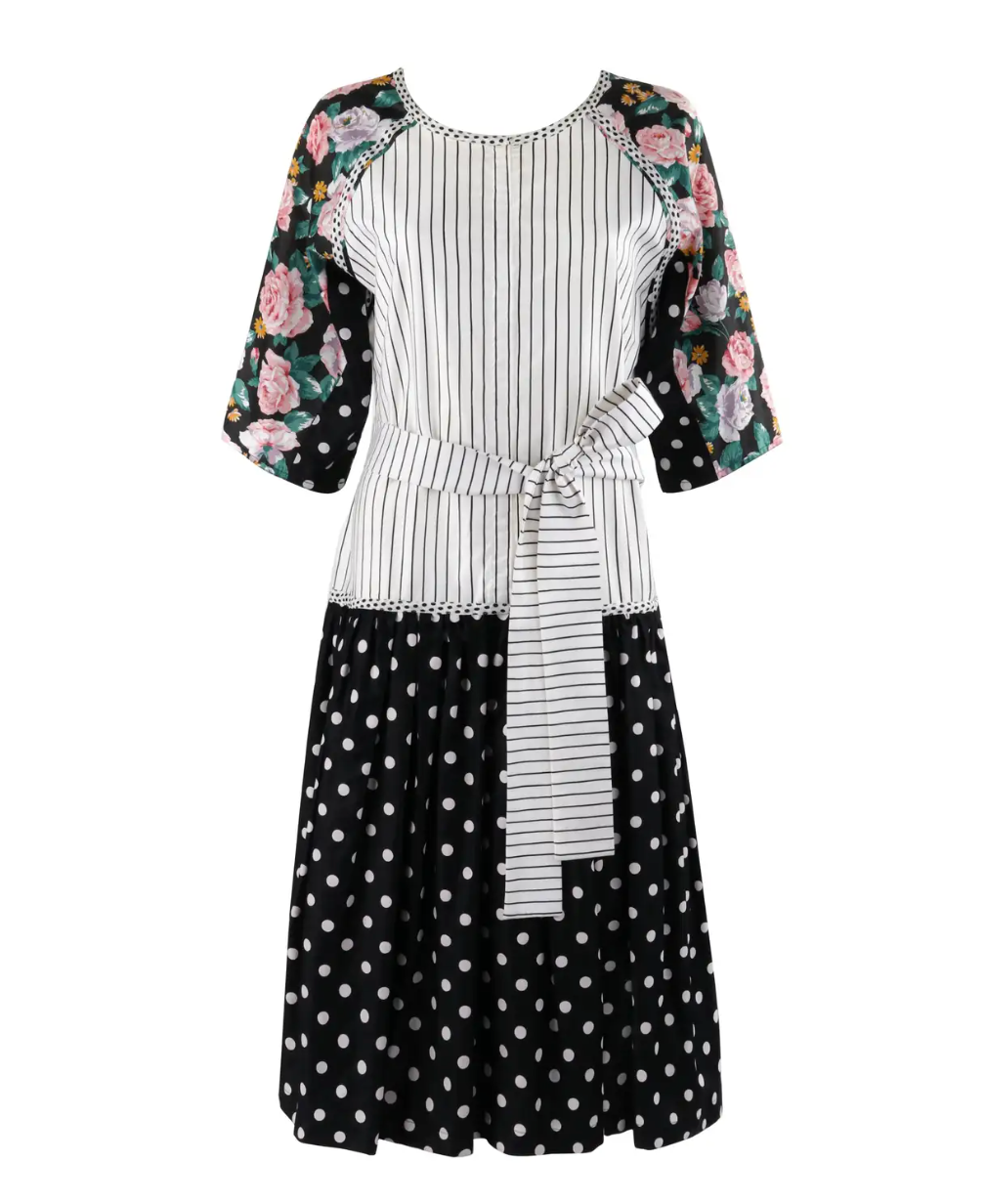 Koos Van Den Akker Floral Stripe Shift Dress