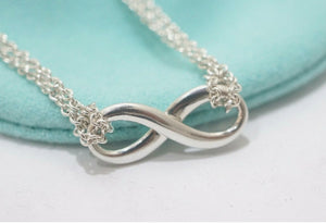 Tiffany & Co. 925 Infinity Silver Double Chain Necklace
