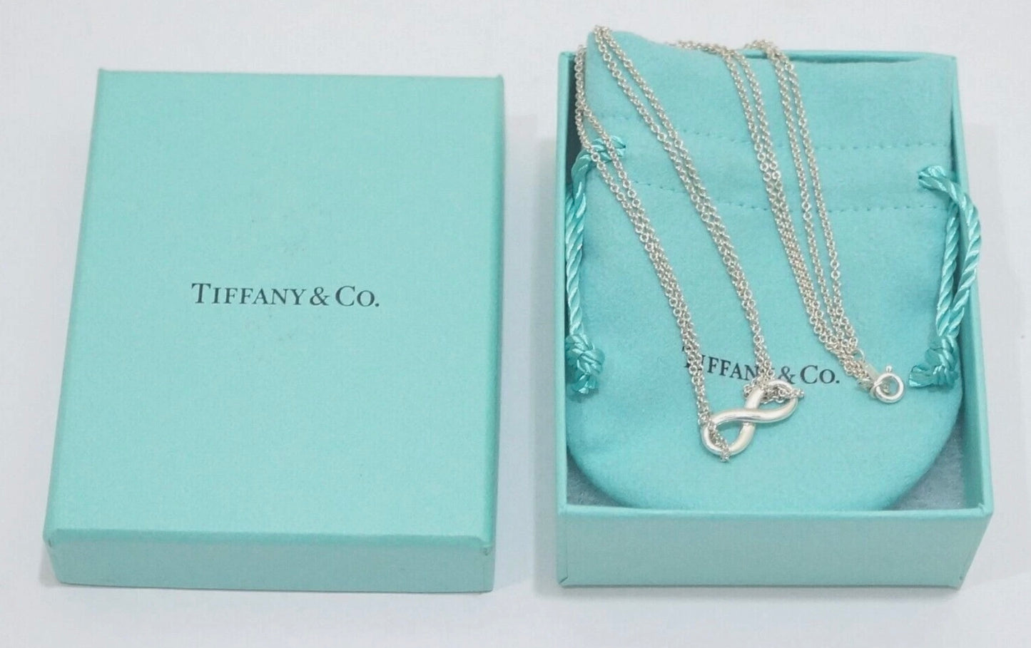 Tiffany and Co Sterling Silver Infinity Double Chain Necklace