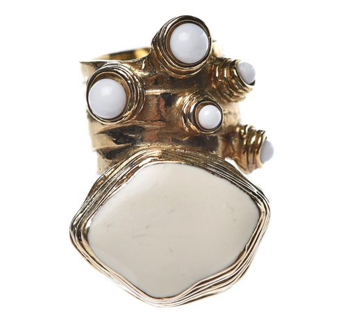 Yves Saint Laurent Arty Ring with White Enamel