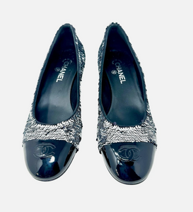 Chanel 2021 Black and Silver Reversible Sequin Pumps