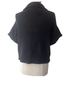 Cordera Black Chunky Knit Short Sleeve Sweater