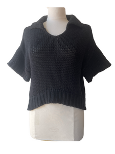 Cordera Black Chunky Knit Short Sleeve Sweater