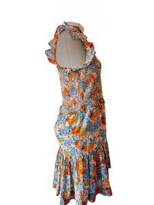Sea New York Orange and Aqua Print Dress