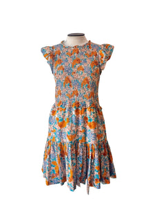 Sea New York Orange and Aqua Print Dress