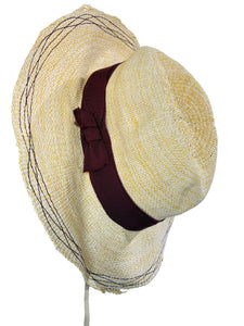 Lola Hats Woven Straw Fedora with Maroon Band